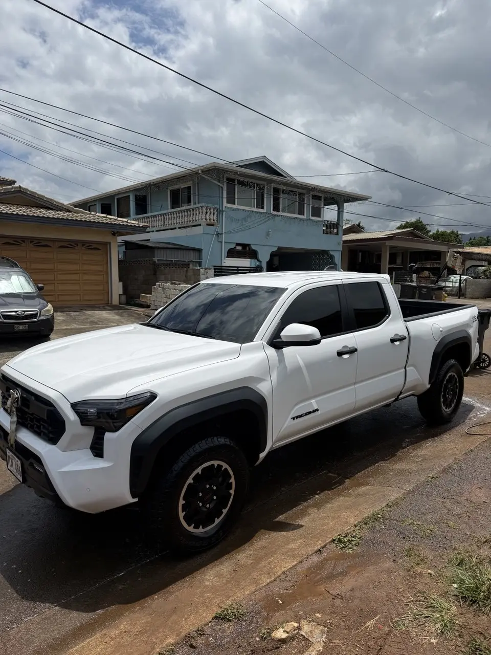 White Toyota Tacoma freshly detailed by Mantra Auto Detailing on the North Shore of Oahu